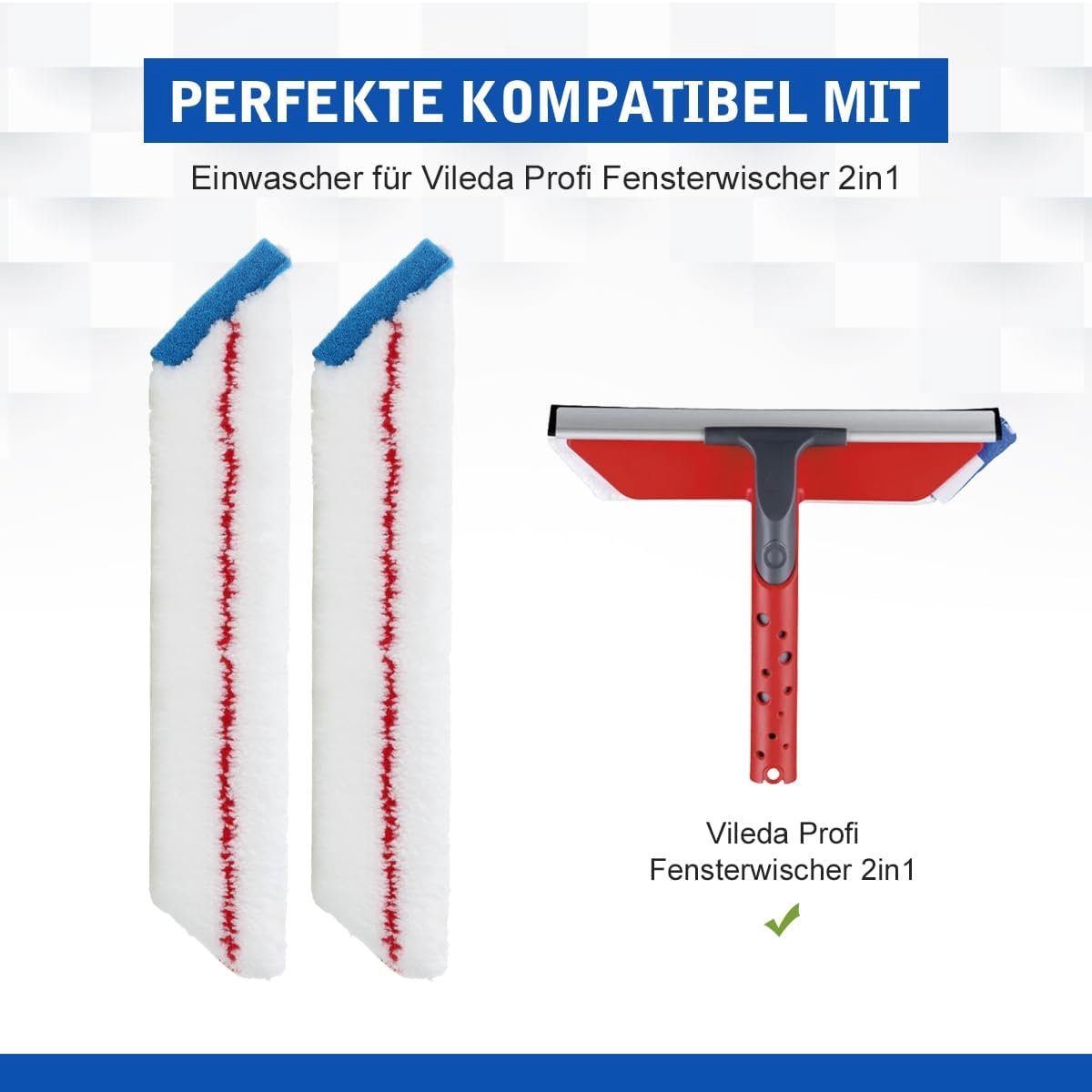 SnelShoppen - 2x Microvezel Vervangcovers Voor 2-in-1 Ruitenwissers - Perfect Voor Vileda Profi - Ideaal Voor Ramen, Badkamer en Gevoelige Oppervlakke