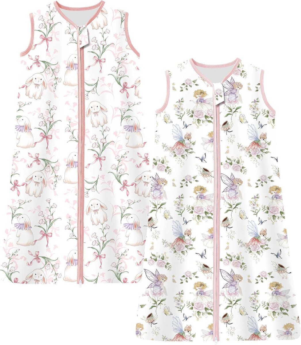 SnelShoppen - Set van 2 Zomerse Slaapzakken voor Baby's en Peuters, 0.5 Tog, Maat 90-150 cm, 100% Katoen, Ademend, Mouwloos, Ideaal voor Warmere Nacht