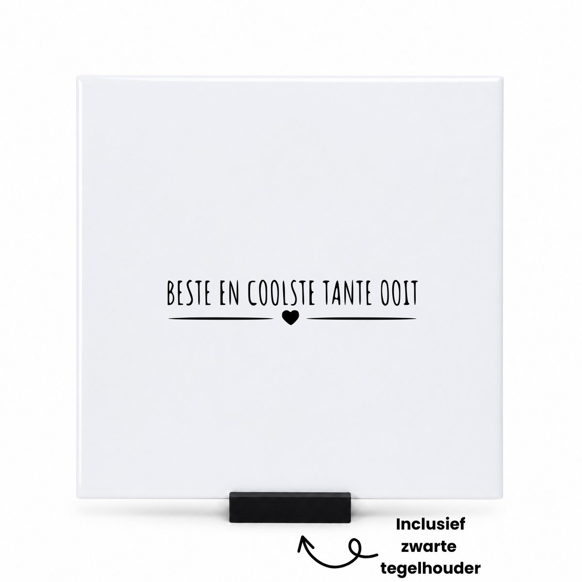 Hacebo Beste en coolste tante ooit tegeltje met tegelhouder - Tante - cadeau tante - tegeltjes met tekst - Leuk cadeau voor je tante om te geven - verjaardag tante - spreuktegels - 15x15 CM Wit
