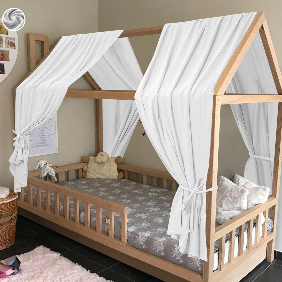Thijox - Extra Brede Prinses Bed Luifel, 100% Katoen Klamboe voor Grote Kinderen, Speeltenten voor Kinderkamer Decoratie, 2-pack 62x270 cm, Veilig en