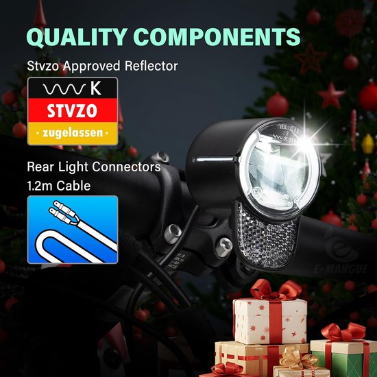Led-fietslamp 60 lux met StVZO-goedkeuring en reflector voor e-bikes — afbeelding 5