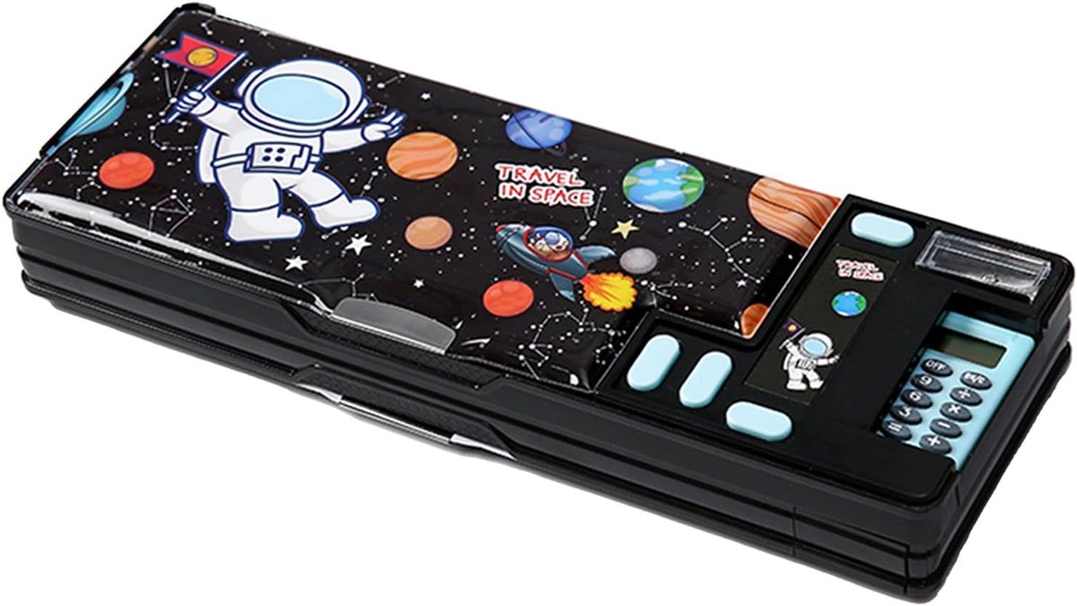 SnelShoppen - Pop Up Multifunctionele Pennenbak voor Kinderen, Schattige Cartoon Pen Box Organisator met Potloodslijper en Lesrooster, Schoolbenodigdh