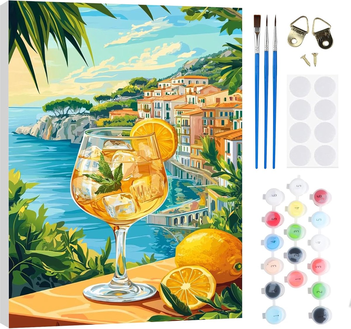 SnelShoppen - Paint by Numbers Kit voor Volwassenen en Kinderen - Landschap Schilderen DIY Set - Inclusief Canvas 20x30cm, Houten Frame, Acrylverf en