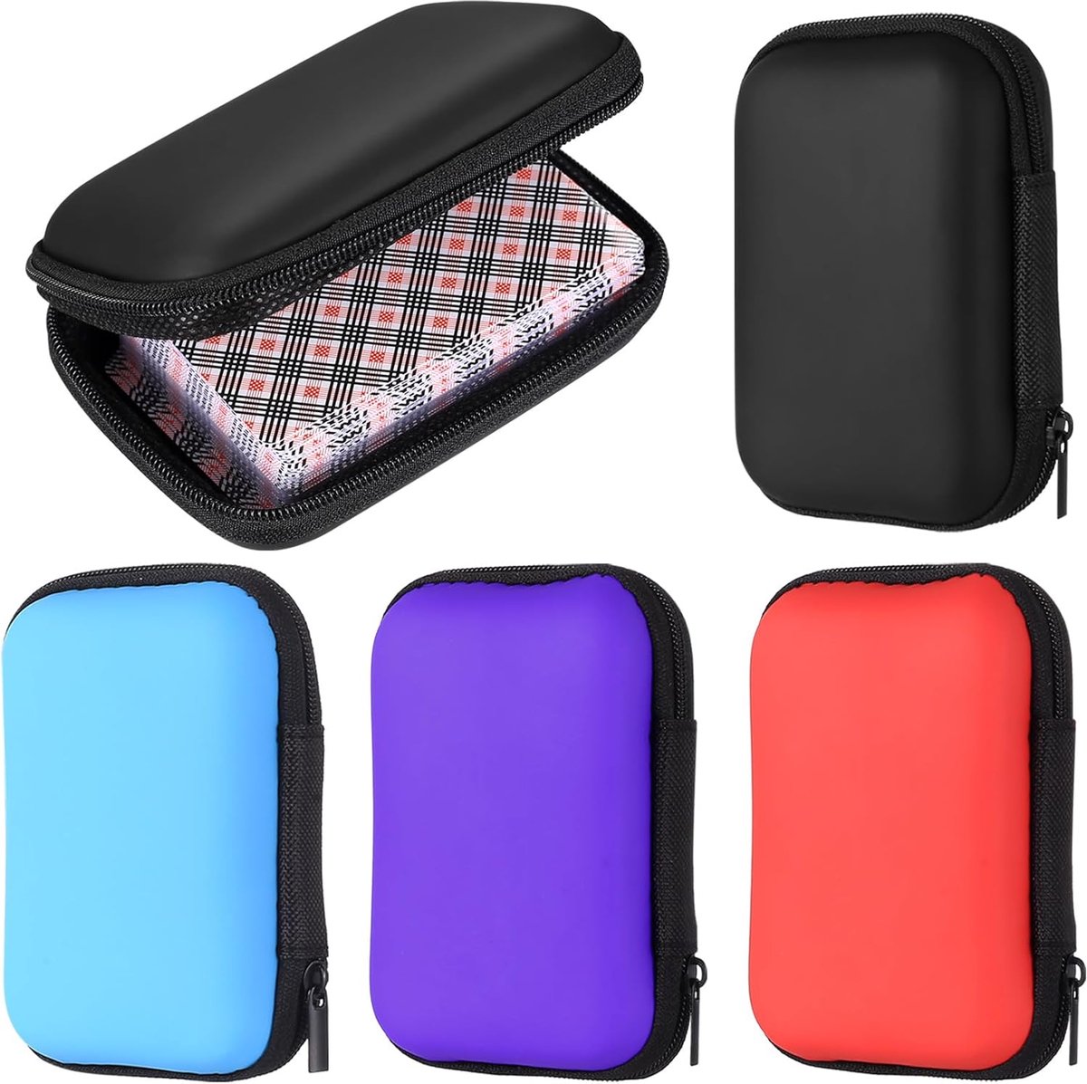 SnelShoppen - 4 Stuks Speelkaarten Box - Kaartendoos voor UNO, Kaartopberging, Hoofdtelefoon & Datakabels, Waterdicht, 12x8x4 cm, 4 Kleuren