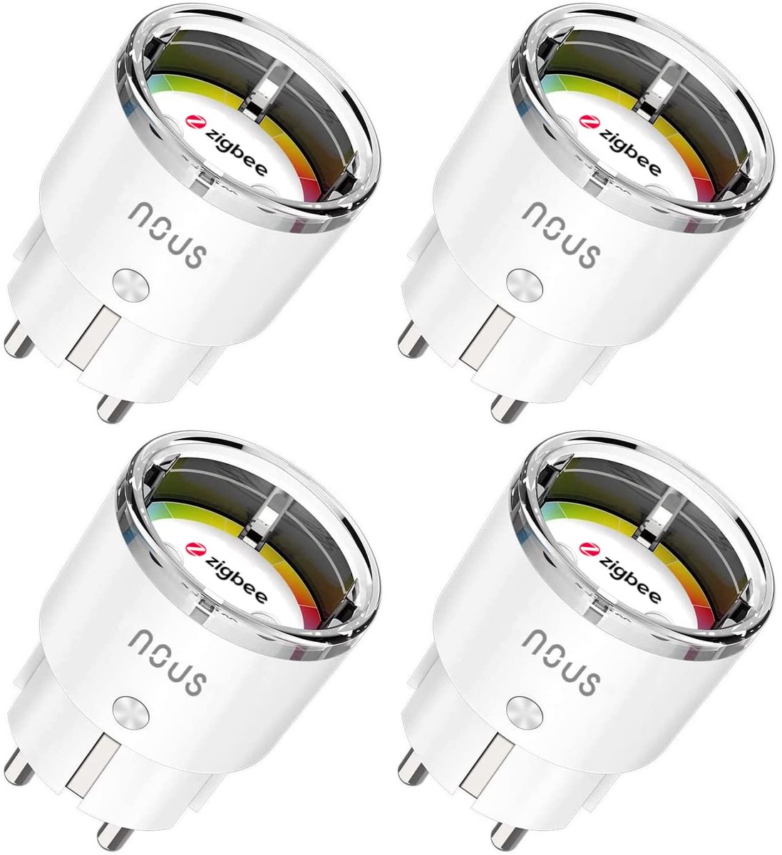 SnelShoppen - ZigBee Smart Plug met Energie Monitoring, 10A, Slimme Stekker voor Huishoudelijke Apparaten, Afstandsbediening, Spraakbesturing, 4 Stuks