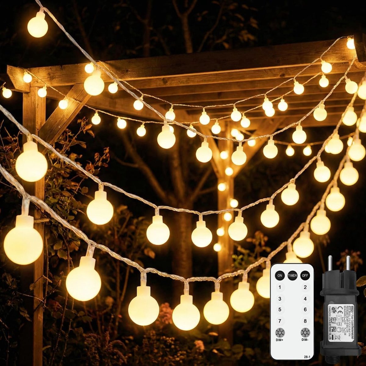 SnelShoppen - Fairy Lights 35 m - 300 LED Lichtjes - Warm Wit - 8 Modus - IP44 Waterdicht - Perfect voor Kerst, Bruiloft, Tuin, Terras, Balkon Decorat