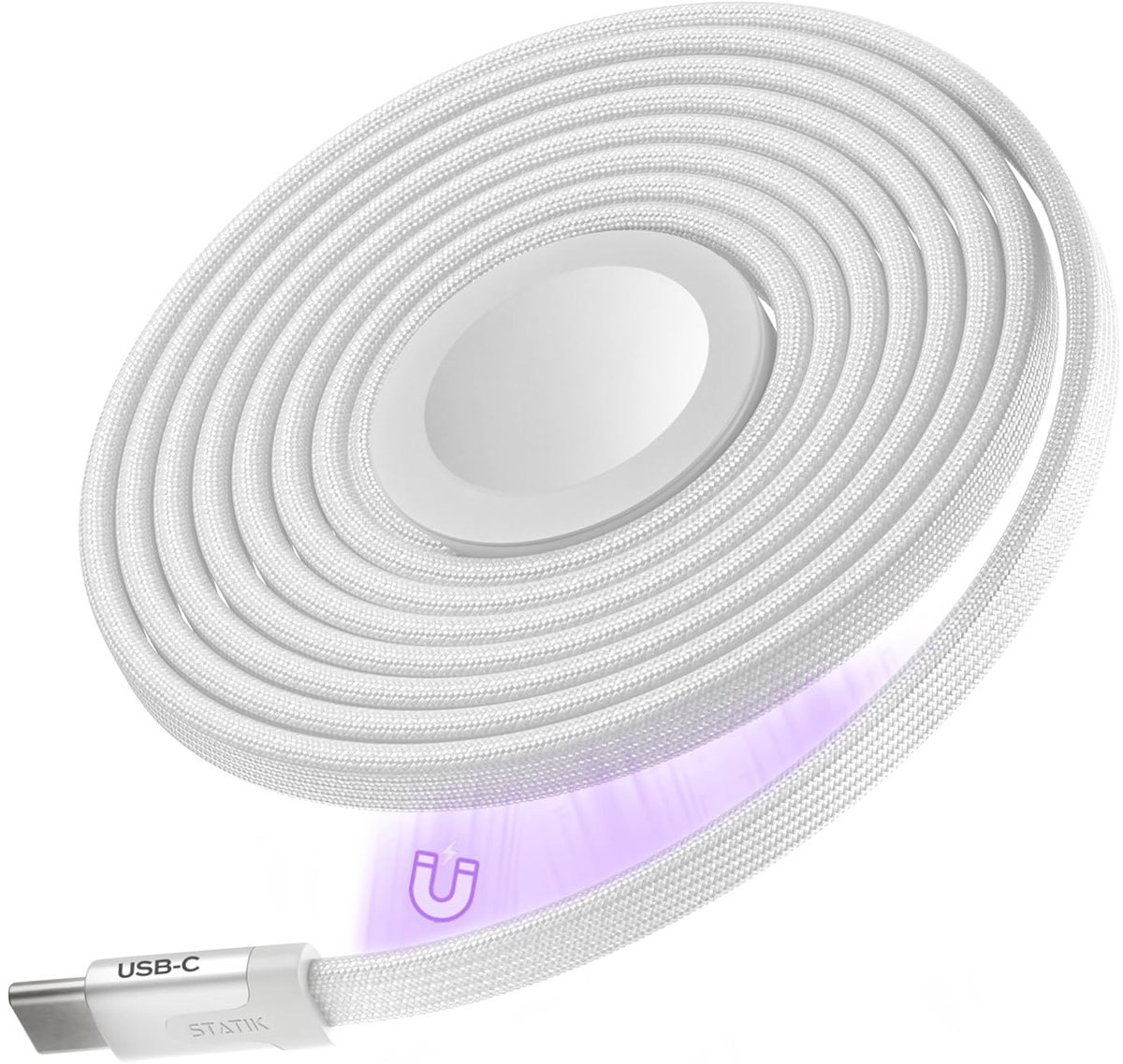 SnelShoppen - Statik MagStack Apple Watch Oplaadstation met USB C Kabel, Snellader Magnetische Oplaadpad 3FT, Mess-vrije Organisatie voor Smartwatch