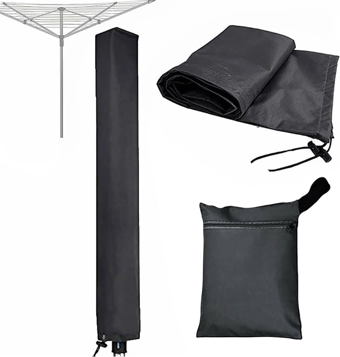 SnelShoppen - Outdoor Parasolhoes - Waterdichte Bescherming voor Tuin, UV-bestendig, 16x16x180 cm, Zwart, Ideaal voor Patio en Zwembad