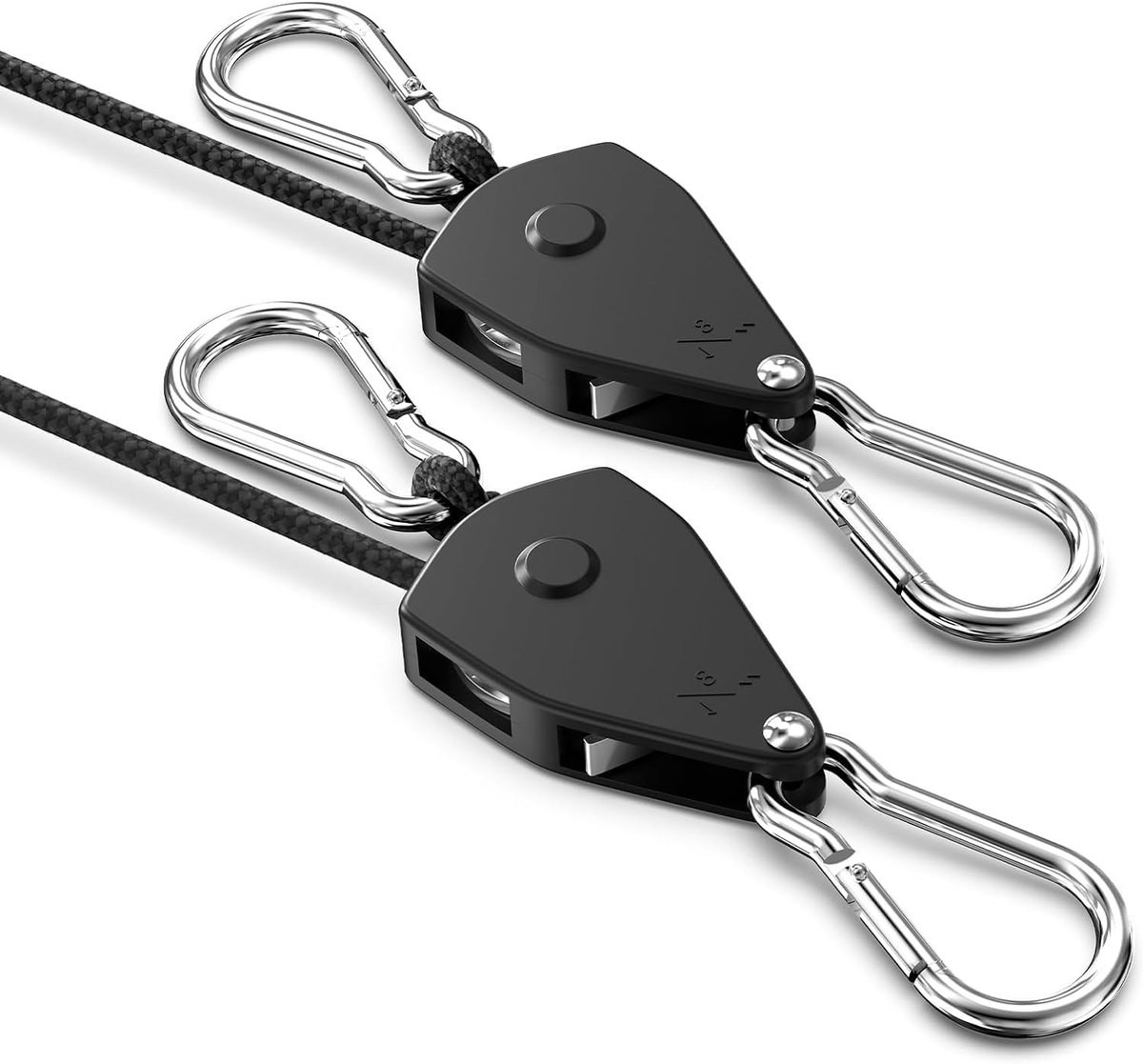 SnelShoppen - 2x Reflecterende Tenttouwen met Verstelbare Ratchet Haken - 200cm Ropes 4mm Polypropyleen - Tot 68kg Laadcapaciteit voor Camping, Tarp,