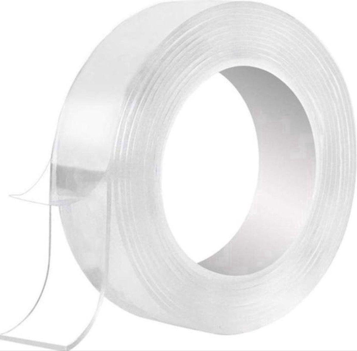 SnelShoppen - 3 x 3 m NanoTape - 9 m Transparant Dubbelzijdig Tape - Herbruikbaar en Wasbaar Montage Tape voor Huis, Tuin en Keuken