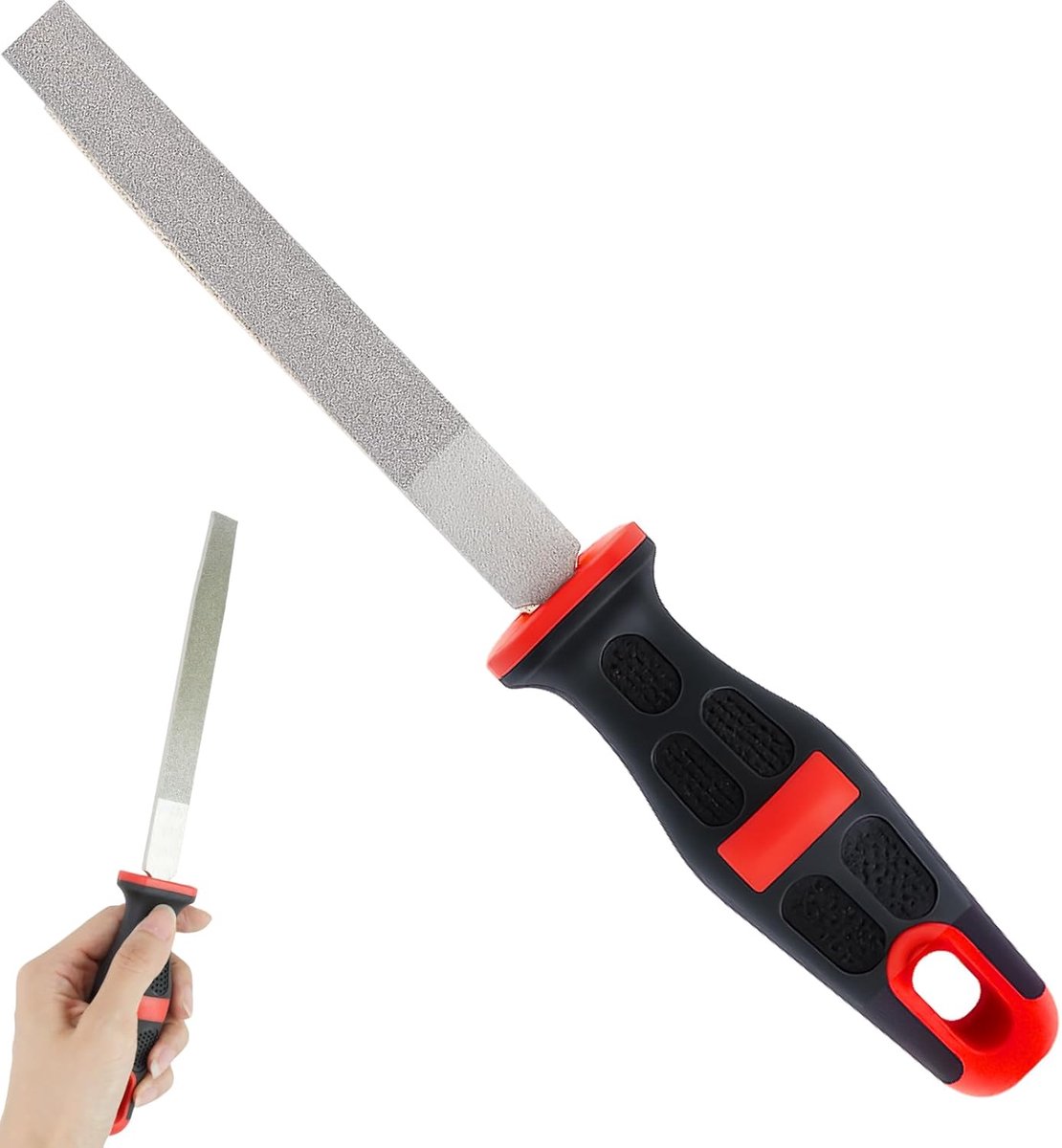 Thijox - Diamantvijl 6 inch medium korrel 150, dubbelzijdige platte vijl voor glas, tegels, steen, marmer, graniet, beton met ergonomische handgreep