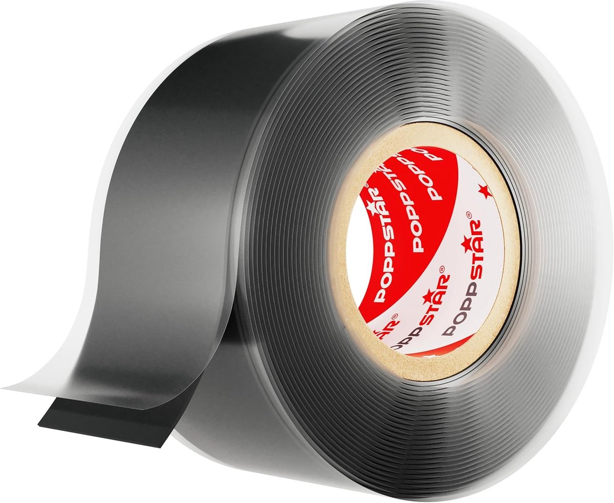 SnelShoppen - Zelfklevende Siliconen Tape 3m x 25mm - Waterdichte Isolatietape en Afplaktape - Zwart - Geschikt voor Huis, Tuin, Werkplaats, Auto