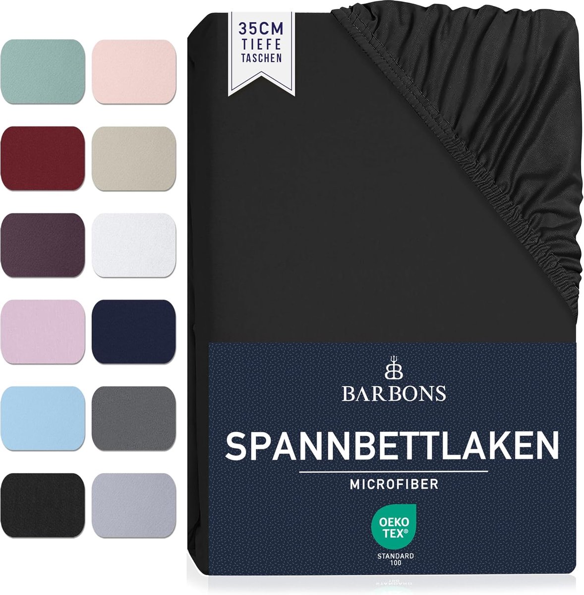 SnelShoppen - Fitted Sheet 90x200 cm - Zachte Microfiber Polyester - Hoekhoogte 35 cm - Ademend en Oeko-Tex Gecertificeerd - Zwart voor Eenpersoonsbed