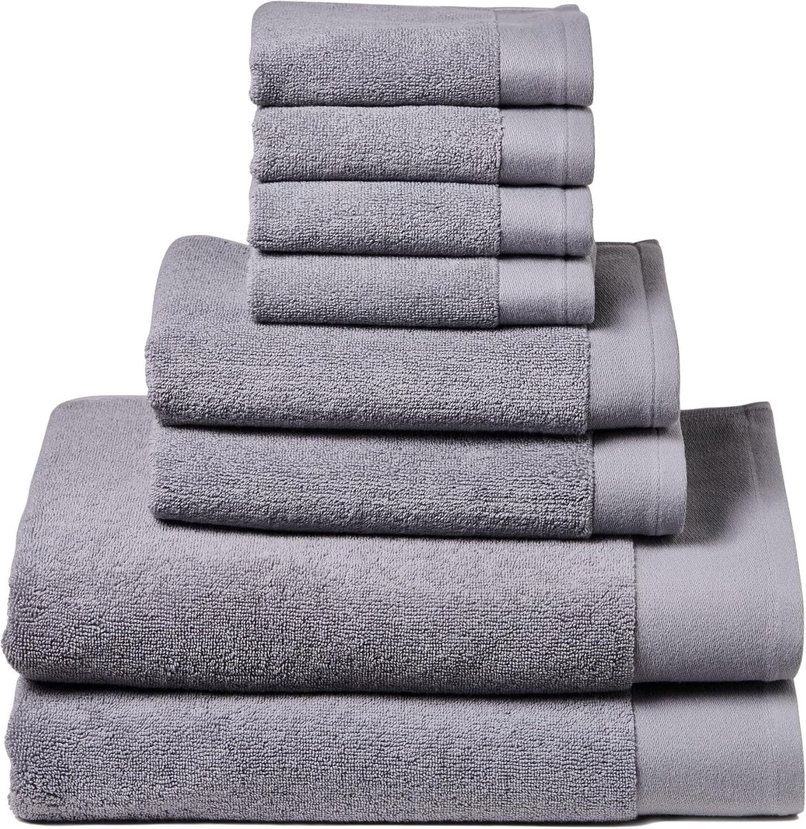 SnelShoppen - Handdoeken set van 8 in grijs | Premium Hotel & Spa kwaliteit | 2 badhanddoeken 70x140, 2 handdoeken 40x70, 4 washandjes 30x30 | 100% ka