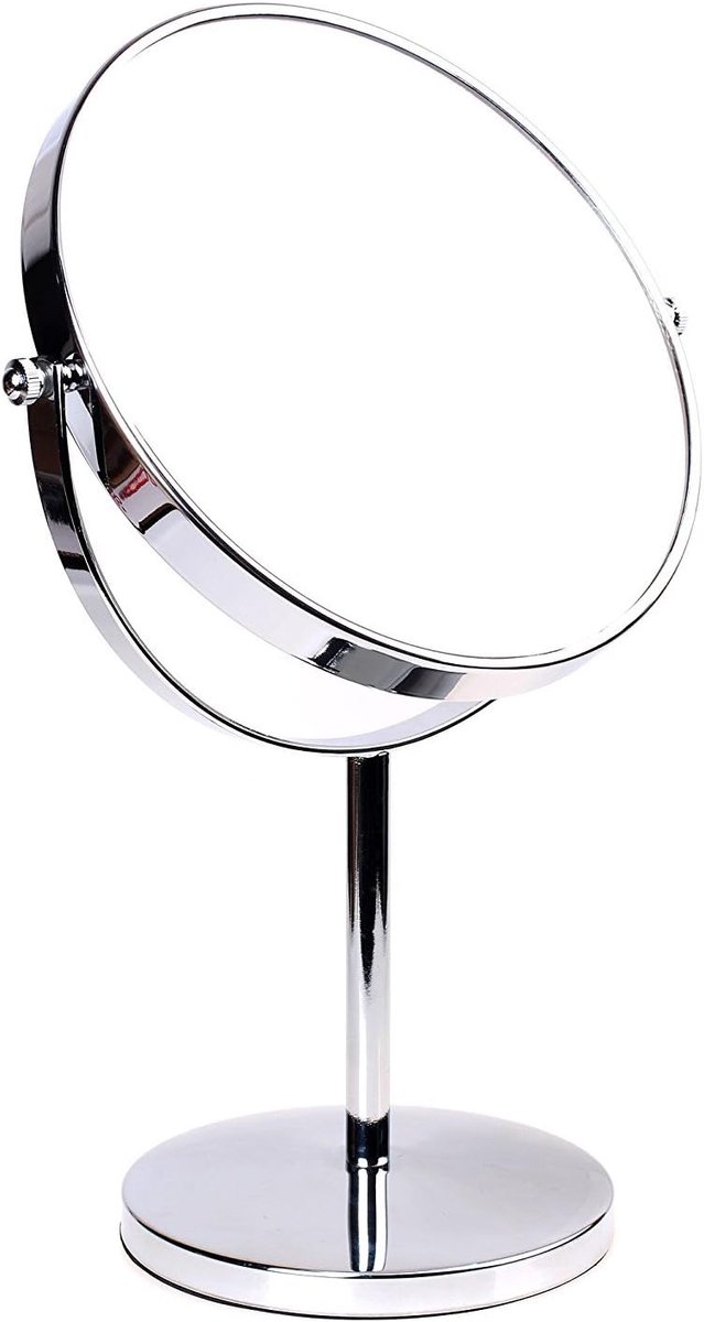 SnelShoppen - 8 Inch Badkamer Spiegel, 10x Vergrotende Cosmetische Spiegel, Vrijstaande Make-up Spiegel, Reisspiegel, Scheerspiegel Dubbelzijdig, Chro