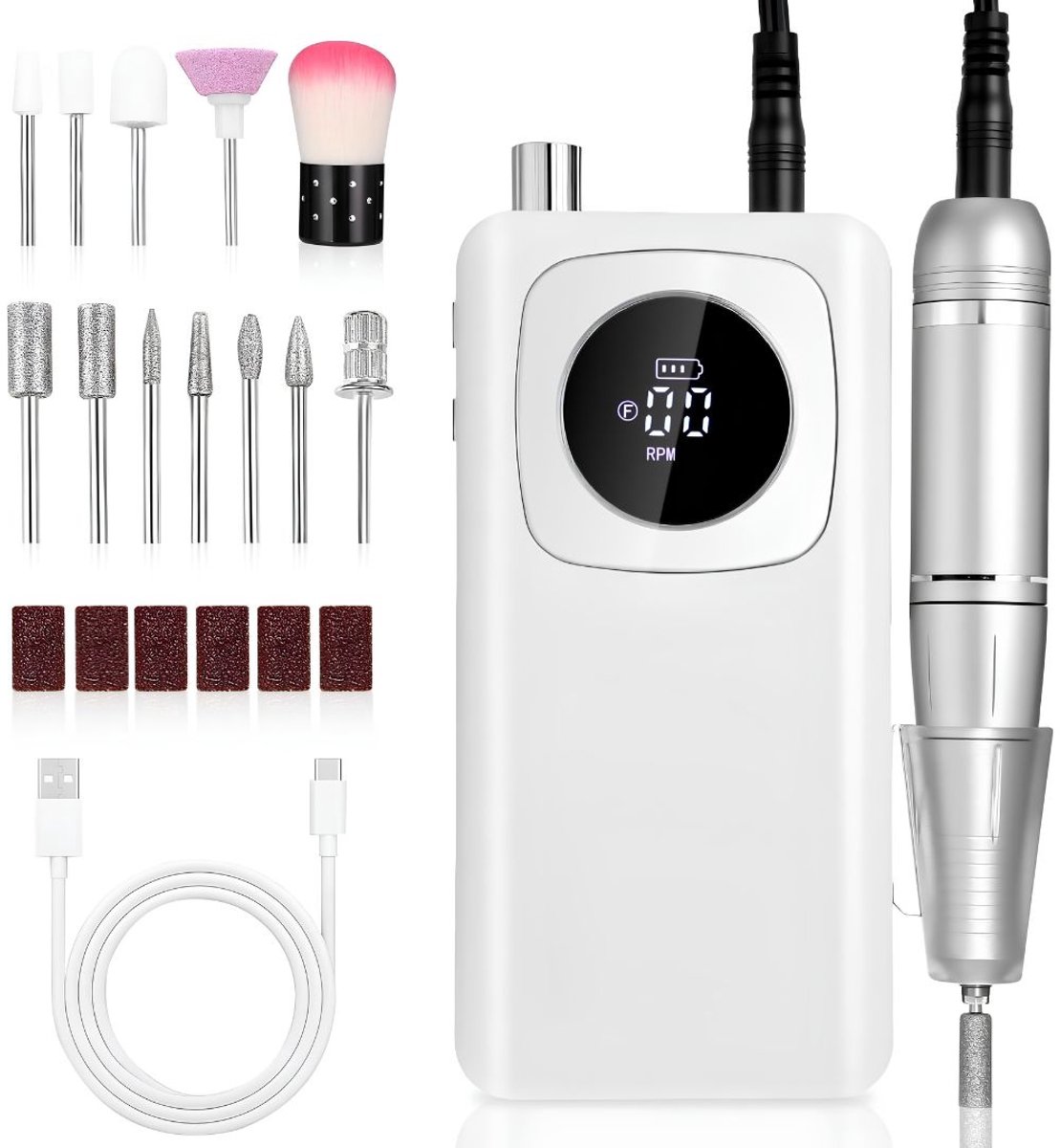 DnA® Elektrische Pedicureset - Professionele Nagelvijl - Draagbaar en Oplaadbaar - Zilver - 22cm x 19cm x 5cm