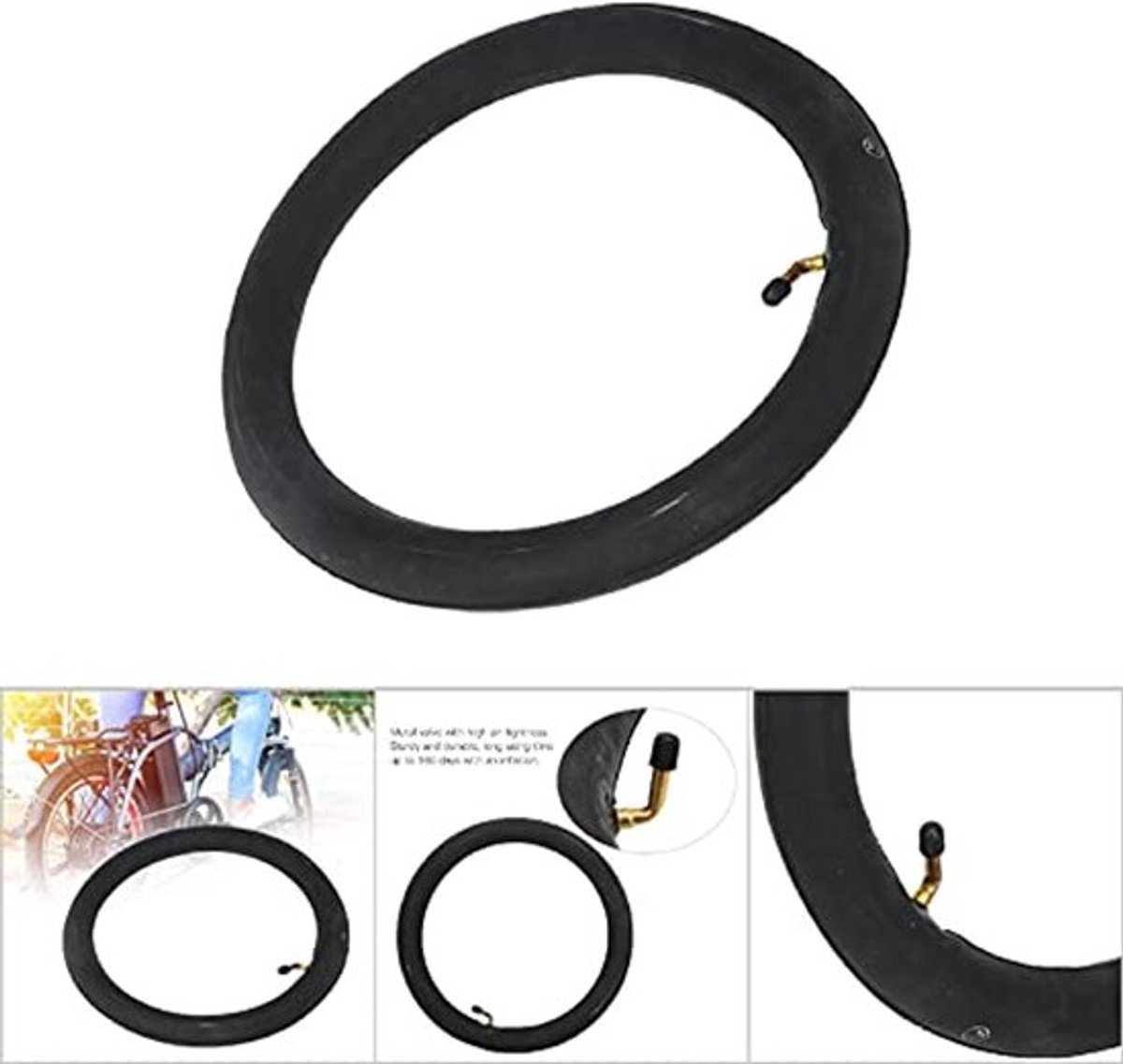 14 inch fietsbinnenband met hoekventiel, elektrische fietsbinnenband van butylrubber, binnenbanden met metalen gebogen ventiel, E-bike-accessoires (14x2.125)