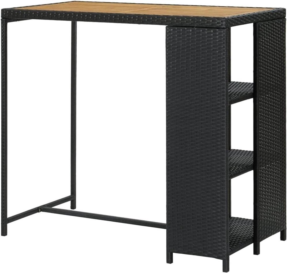 Bartafel met rek - Hoge tafel - Ruimte creëren - Massief acaciahout blad - 120 x 60 x 110 cm