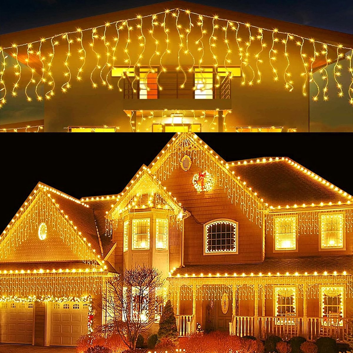 SnelShoppen - IJzige Regengordijn Lichtketting 5m, 256 LEDs, Waterdicht, 8 Modi, IJslicht voor Buiten, Kerstverlichting voor Raam, Balkon, Feest, Tuin