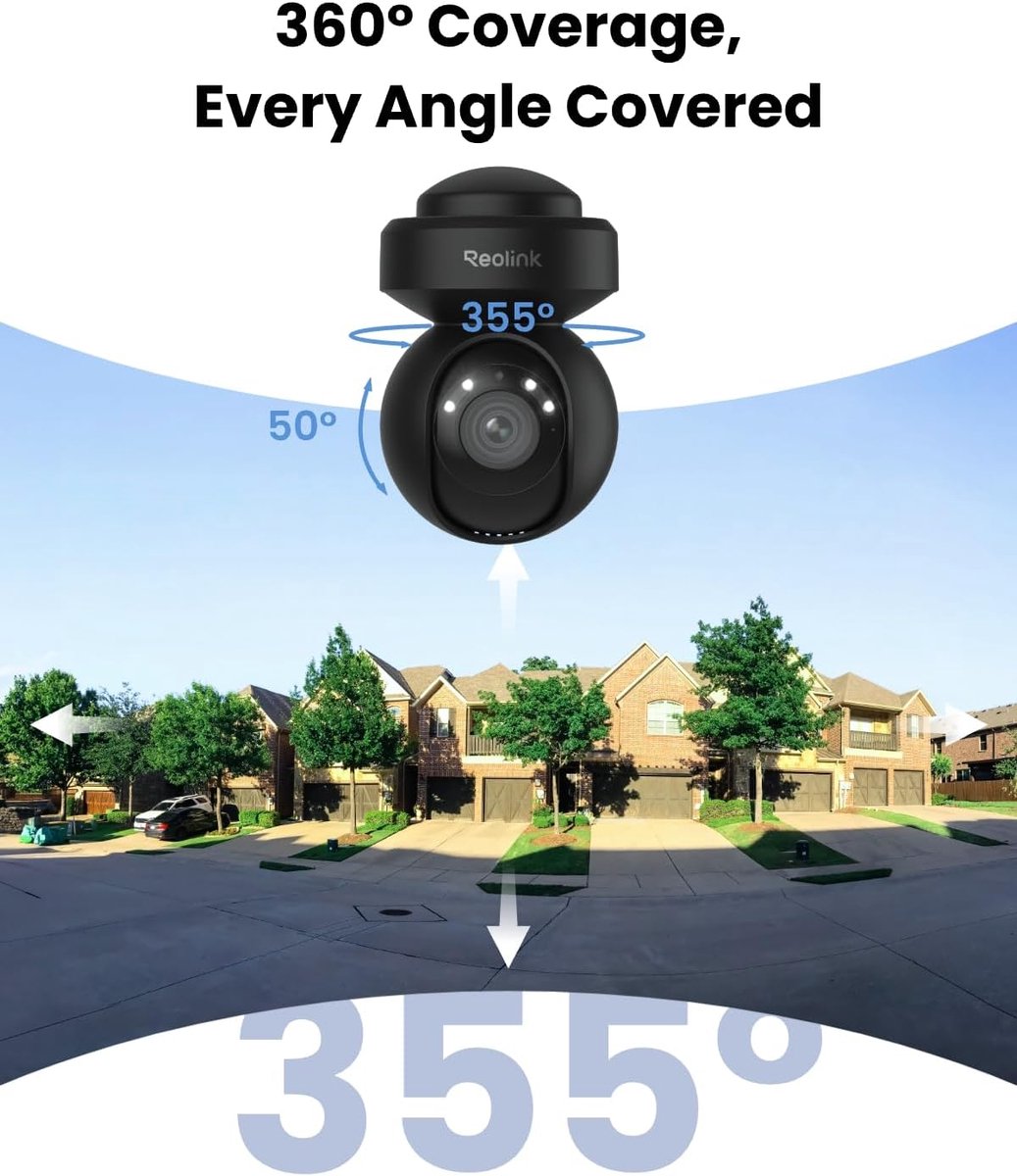 Thijox - 4K PTZ Beveiligingscamera Buiten met 2.4/5GHz Wi-Fi 6, 355° Pan, 50° Tilt, 3x Optische Zoom, Persoon/Voertuig/Dier Detectie, Automatische Tra