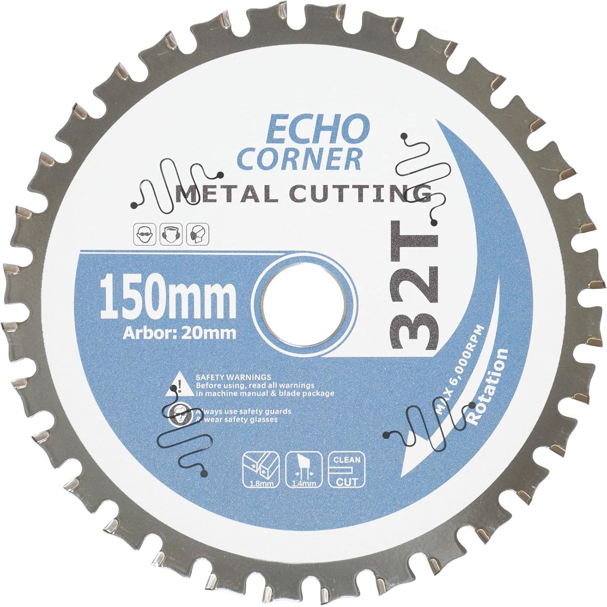 SnelShoppen - 150 mm Metalen Cirkelzaagblad met 20 mm Boring, Multi-Materialen, Sneldrogend, Hoogwaardige Hardmetalen Tanden, 32 Tanden voor Veilig en