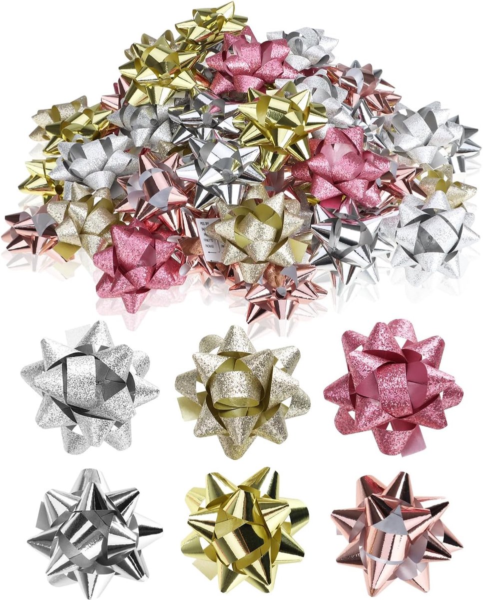 Thijox - 60x Zelfklevende Geschenkstrikken - 5x2 cm Kleurrijke Strikken voor Cadeaus - Decoratieve Kant-en-Klare Strikken voor Kerst, Verjaardagen en