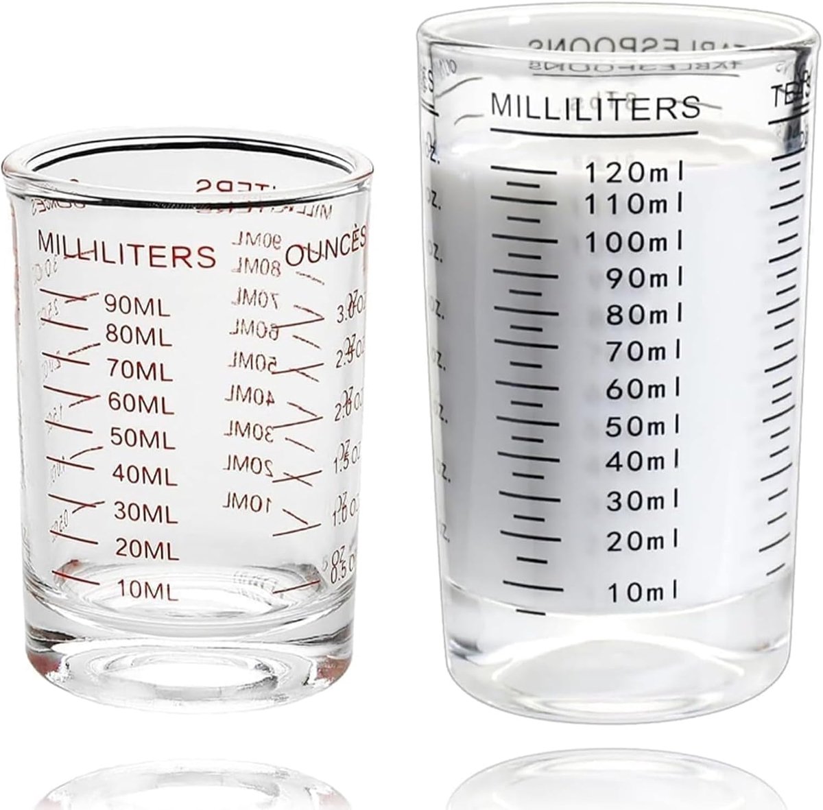 SnelShoppen - Cocktail Maatbekers 90 ml en 120 ml - Zwart Rood - Perfect voor Keuken, Bar en Feest - Cocktail Accessoires voor Tequila, Wodka en Borre