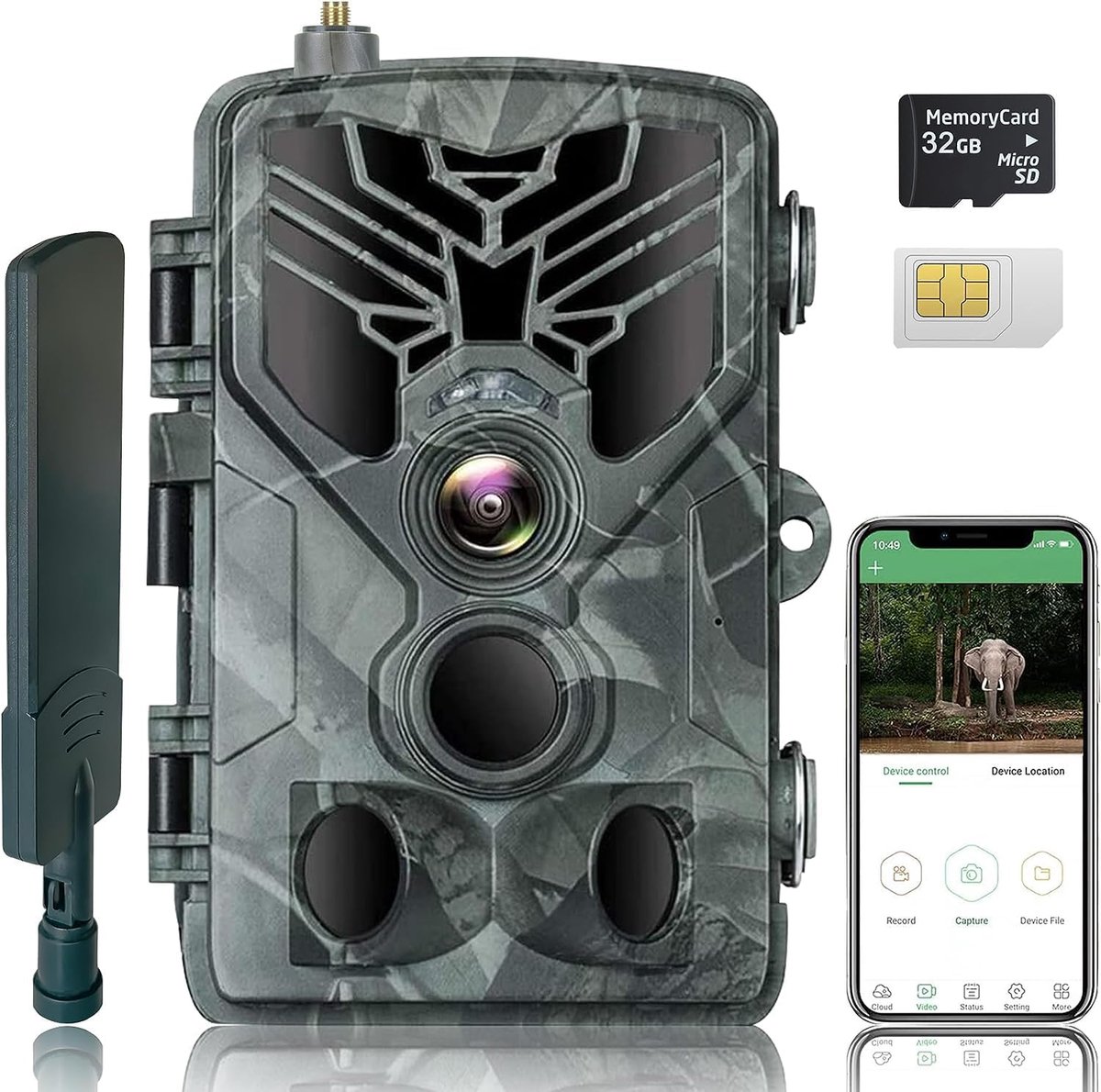 SnelShoppen - Wildcamera 4G App 120 MP 4K met Simkaart, Nachtzichtcamera 850nm IR-LED, Bewegingsmelder, 120° Detectiehoek, IP65 - Perfect voor Jacht e