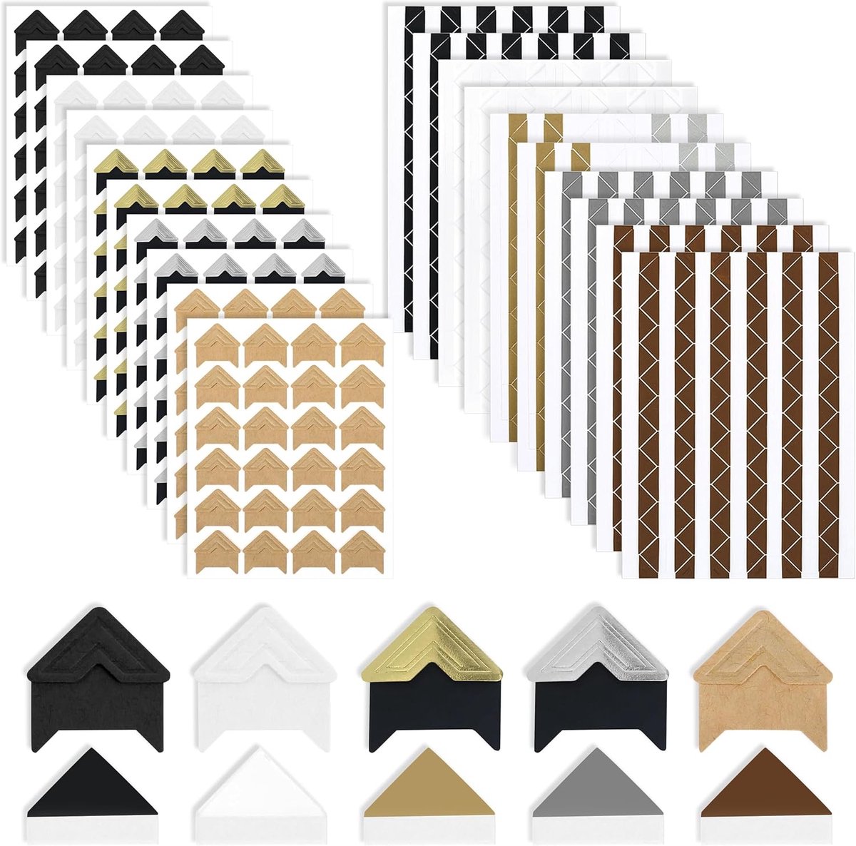 SnelShoppen - 20 Vellen Zelfklevende Fotohoekjes Stickers, 1260 Stuks Foto Hoekstickers voor Scrapbooking, DIY Foto Album, 2 Maten, Perfect voor Feest