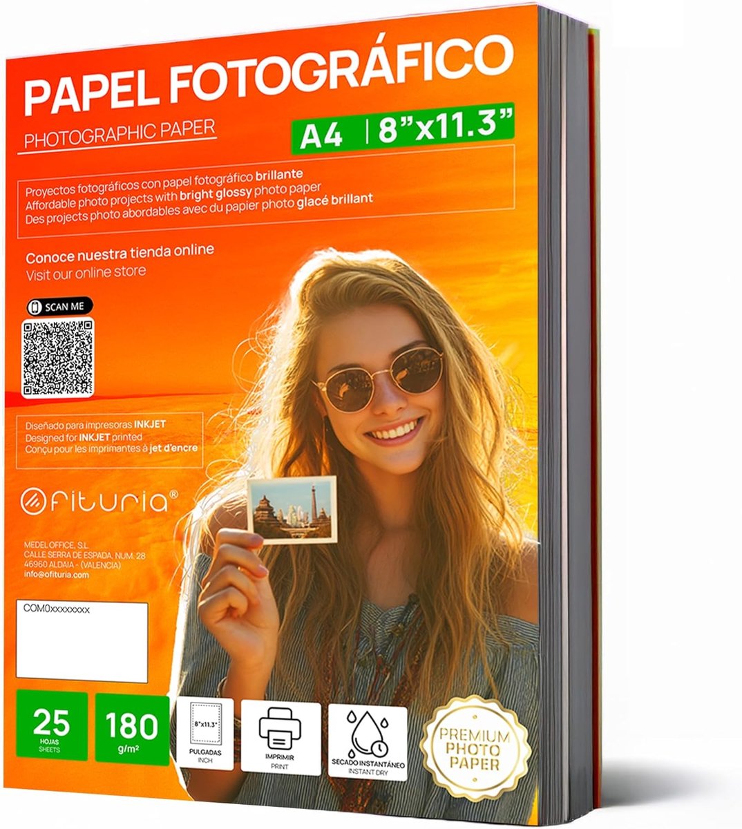 SnelShoppen - A4 Fotopapier Glanzend 180 g/m² - Hoge Resolutie Direct Droog - 25 Vellen Compatibel met Inkjetprinters voor Professionele Afdrukken