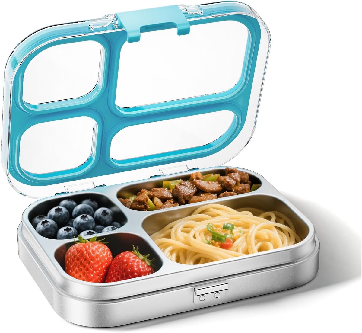 Thijox - Roestvrijstalen Bento-Lunchbox voor Kinderen 800 ml - Lekvrije 304 Staal met 4 Compartimenten - Ideaal voor School, Picknick, Thuis, en Reize