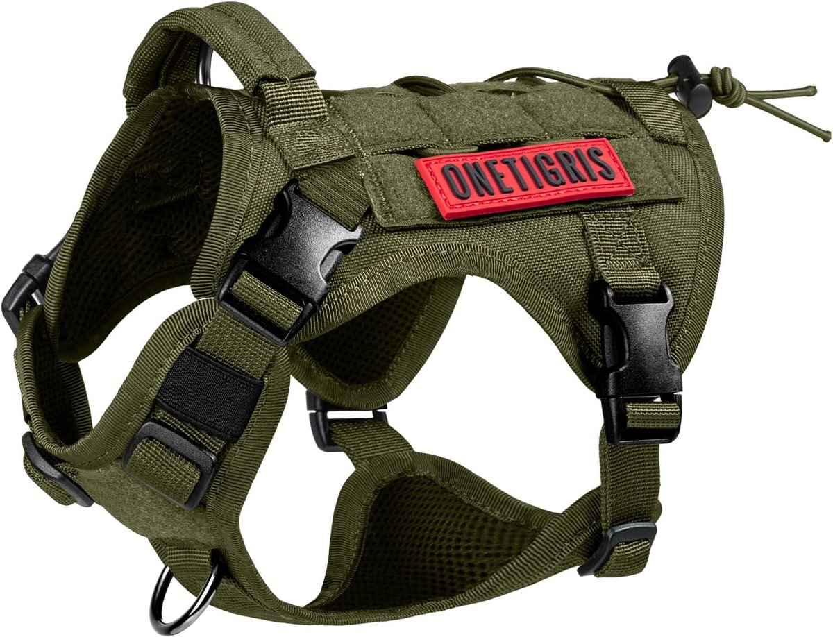 Thijox - Hondentuigje FIRE Watcher Tactisch Hondenvest, Molle Hondentraining, Service Hondentuigje, 1000D Nylon, M, Ranger-Groen, Verstelbaar en Comfo