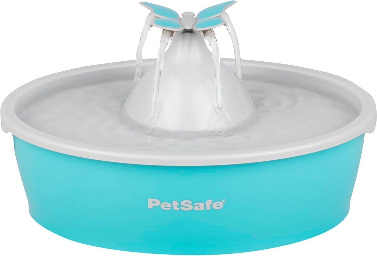 Thijox - Drinkfontein voor Katten en Kleine Honden - PetSafe Butterfly - Stimuleert Drinken met Dubbel Filtersysteem - Vaatwasserbestendig - Kunststof