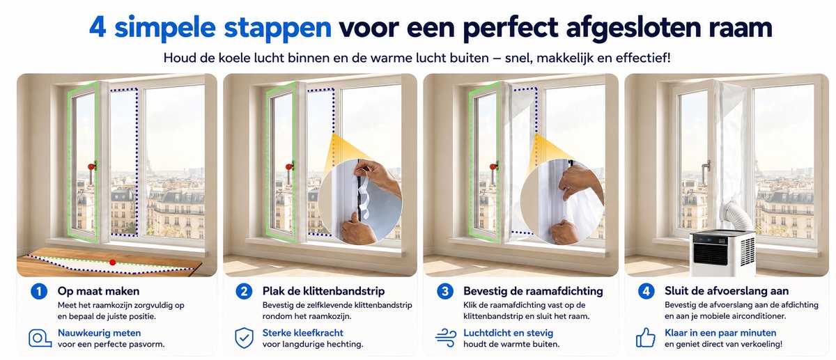 Temprium mobiele airco 7000 BTU SMART - Met afvoerslang - Draagbare Airco met App Bediening – 3 in 1 Koelen, Ventileren & Ontvochtigen – Airco Voor Slaapkamer en Woonkamer – Inclusief Raamkit — afbeelding 3