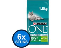 6x Purina One - adult indoor kalkoen 1,5kg - Kattenvoer - 1.5 kg