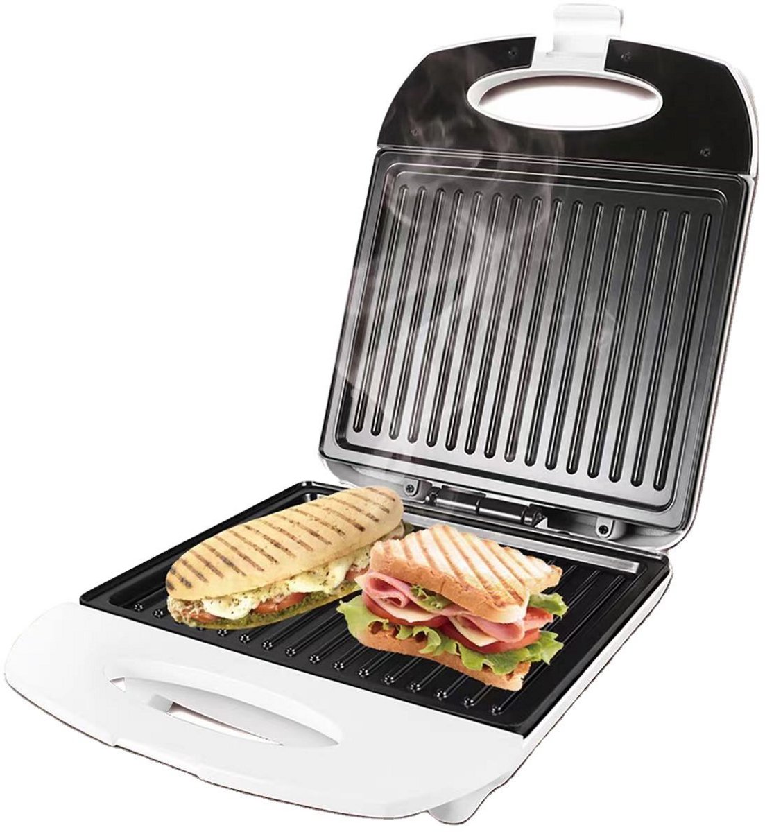 Sonifer SF-6067 Tosti IJzer & Sandwich Maker - 1400W - XL Antiaanbak Grillplaten - Wit/Zilver