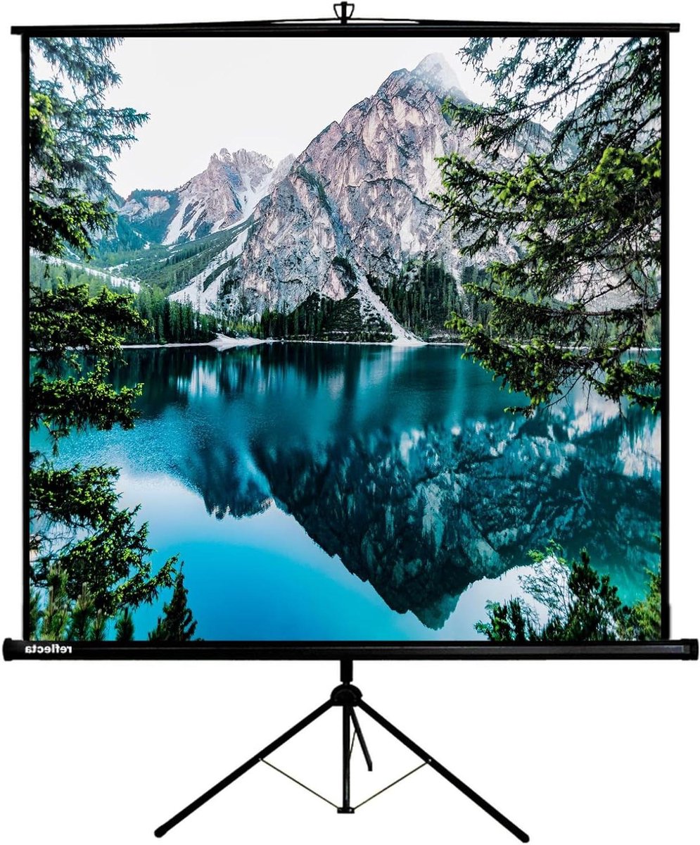 Projectiescherm Statief - Mobiel Scherm - Presentaties Geven - Kristalheldere Reflectie - 180x180 cm - Zwart Wit