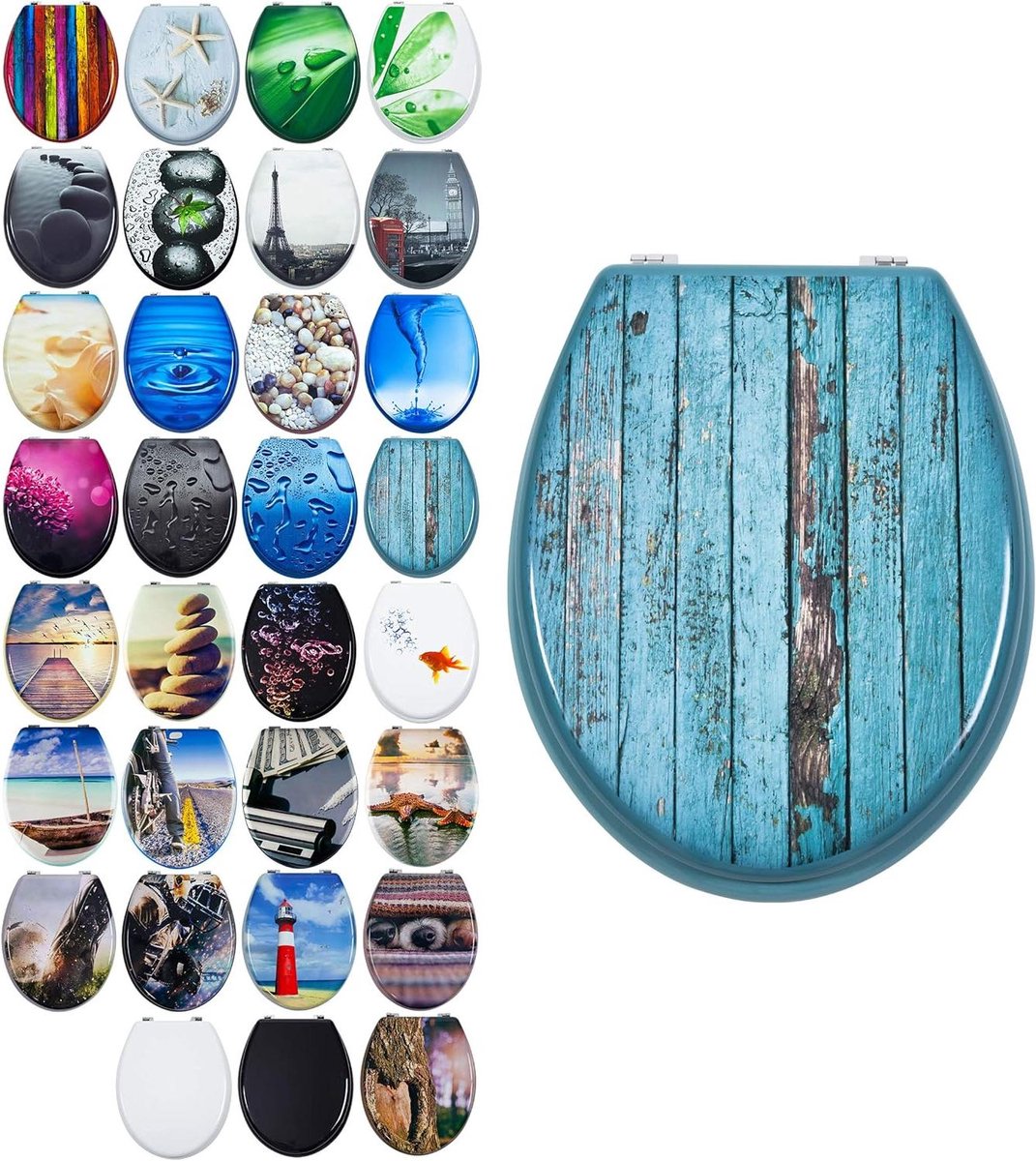 WC-bril MDF - Toiletdeksel - Badkamer Opfrissen - Softclose Mechanisme - Universeel - Blauw