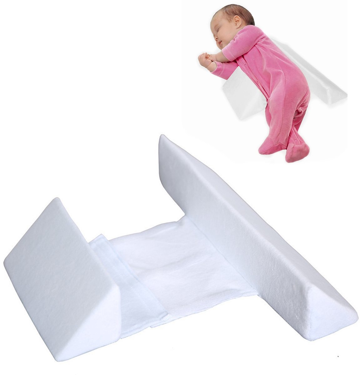Verstelbaar zijligkussen voor baby's - positioneringskussen met afneembare hoes - 41 cm - wit - alleen onder direct toezicht en niet voor slapen