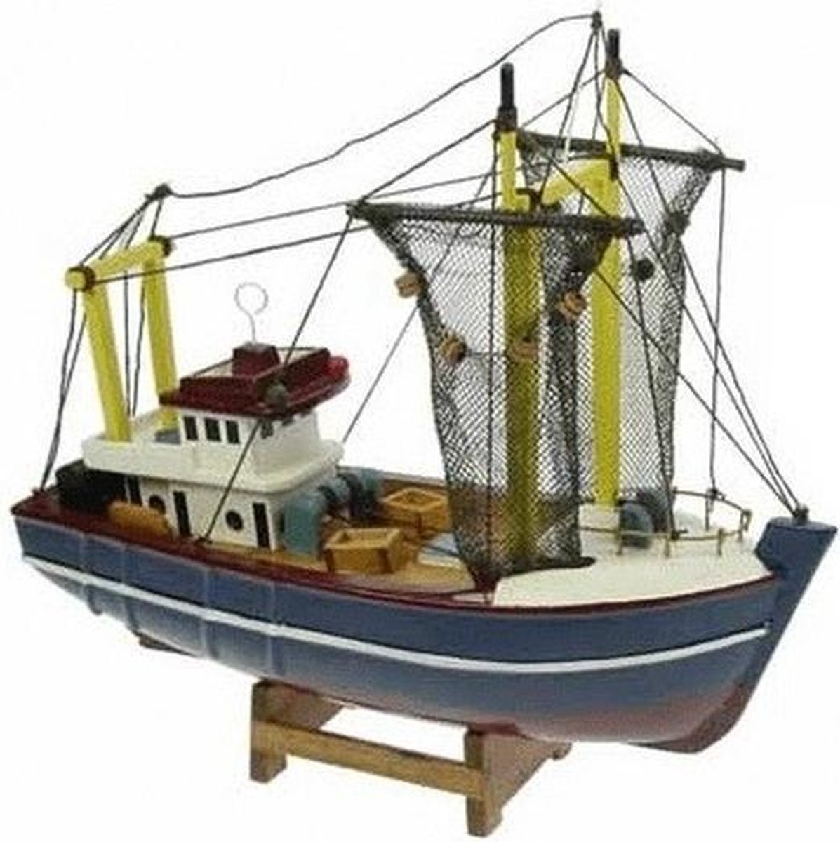 bouw Terug kijken Verward zijn Miniatuur vissersboot gele masten 24 cm | bol.com