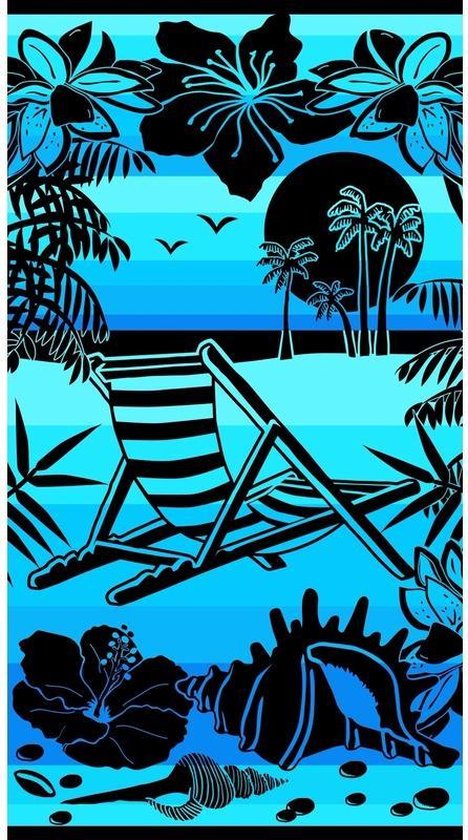Luxe badlaken/strandlaken grote handdoek 100 x 175 cm Strand print  Galapagos blauw/zwart | bol.com