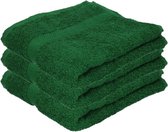 3x Luxe handdoeken donkergroen 50 x 90 cm 550 grams - Badkamer textiel badhanddoeken