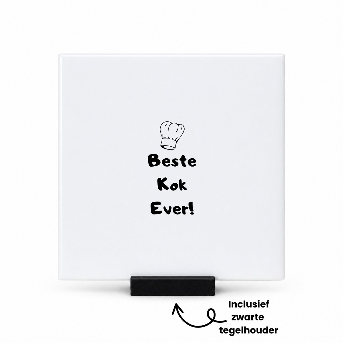 Hacebo Beste kok ever tegeltje met tegelhouder - Kok - chefkok - tegeltjes met tekst - verjaardag cadeau - geschenk - lifestyle - spreuktegels - 10.8x10.8 CM Wit