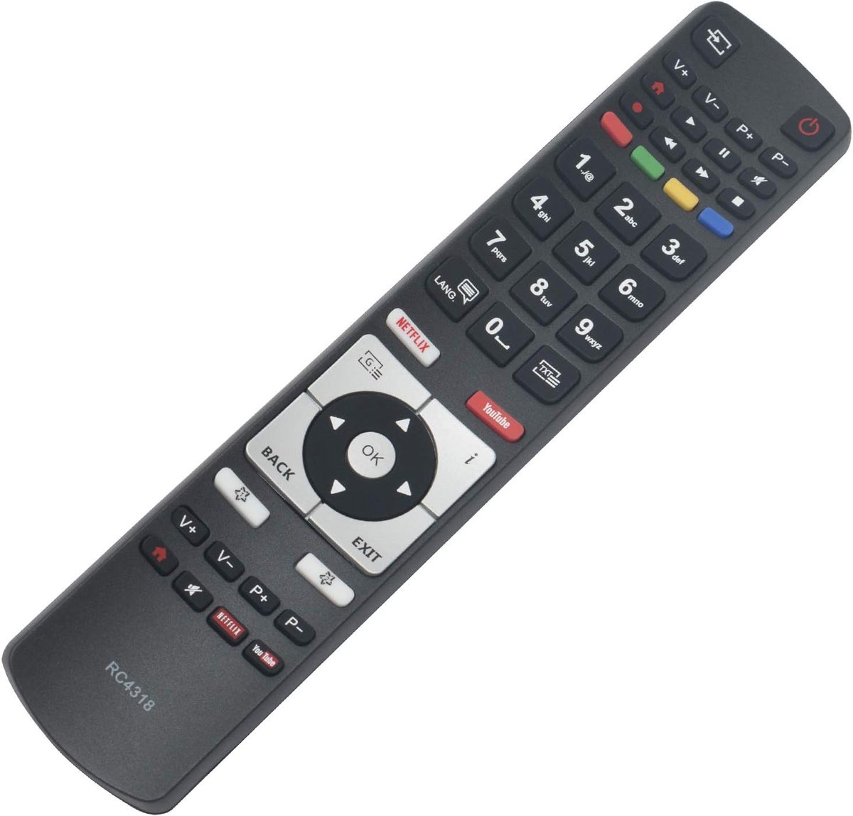 Vervang Afstandsbediening - Universele Controller - TV Bediening - Netflix Youtube Knoppen - 10 Meter Bereik - Zwart