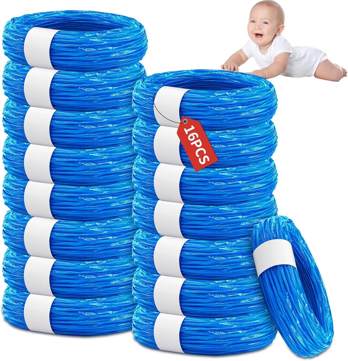 SnelShoppen - 16-Delige Luieremmer Navullingen, Verbeterde Geurweerstand en Duurzaamheid, Geschikt voor Standaard Luieremmers, Nappy Bucket Refill Bag