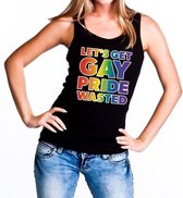 Let's get gay pride wasted tanktop zwart - regenboog singlet zwart voor dames - gaypride M