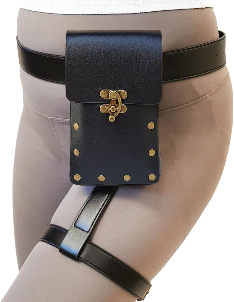 SnelShoppen - Renaissance Leg Bag voor Vrouwen - Synthetic Leather Fanny Pack, Thigh Harness, Verstelbare Tailleband, Perfect voor Feesten, Festivals