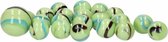 42x Knikkers Green Butterflies in netje - Groene knikkers buitenspeelgoed voor kinderen