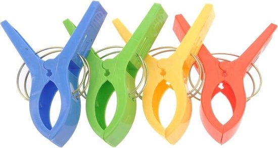 Grote plastic handdoeken/badlaken knijpers 4 stuks – outdoor en vakantie zomerartikelen