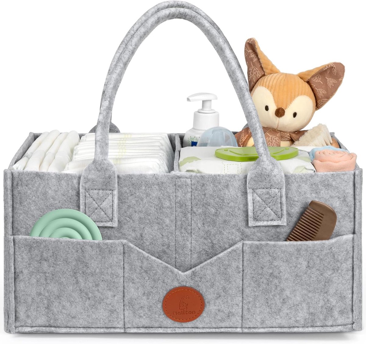 SnelShoppen - Maliton Luiertafel Organizer - Baby Luiertas voor Nieuwe ouders - Robuuste Draagbare Vilt Tas - Baby Opbergmand met Verwijderbare Compar